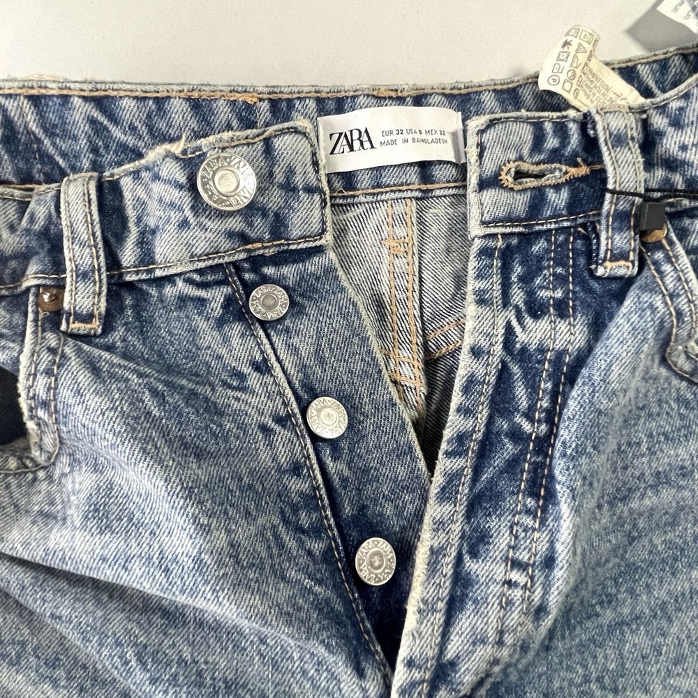 NWT Zara High Rise Z1975 Straight Leg Ankle Rigid Jeans Raw Hem Size 0 EU 32 - Picture 4 of 10
